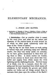 Cover of: Elementary Mechanics, Or First Lessons in Natural Philosophy: 2d Year's Course by William Jerome Harrison
