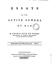 Cover of: Essays on the active powers of man: By Thomas Reid, ...