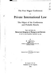 Cover of: The Four Hague Conferences on Private International Law, the Object of the ...