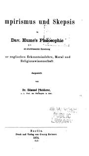 Cover of: Empirismus und Skepsis in Dav. Hume's Philosophie Als Abschliessender Zersetzung Der Englischen ...