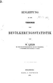 Cover of: Einleitung in die Theorie der Bevölkerungsstatistik