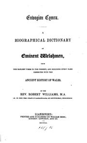 Cover of: Enwogion Cymru: A Biographical Dictionary of Eminent Welshmen, from the Earliest Times to the ...