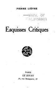 Cover of: Esquisses critiques