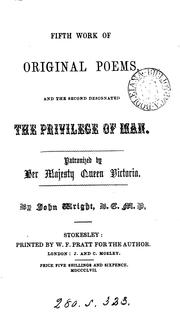 Cover of: The fourth (-sixth) work of original poems, designated The privilege of man