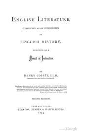 Cover of: English Literature: Considered as an Interpreter of English History Designed as a Manual of ...