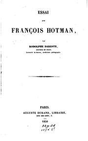 Cover of: Essai sur François Hotman