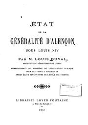Cover of: Etat de la généralité d'Alençon sous Louis XIV