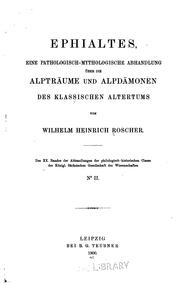 Cover of: Ephialtes: Eine pathologisch-mythologische Abhandlung über die Alptraume und Alpdämonen des ...