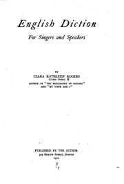 Cover of: English Diction for Singers and Speakers by Clara Kathleen Rogers