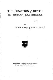 Cover of: The Function of Death in Human Experience