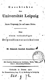 Cover of: Geschichte der Universität Leipzig by Heinrich Gottlieb Kreussler