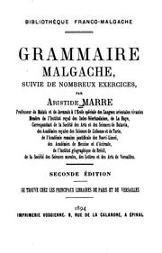 Cover of: Grammaire malgache: suivie de nombreux exercices