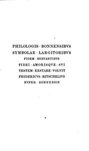 Cover of: Friderici Ritschelii opuscula philologica by Friedrich Wilhelm Ritschl