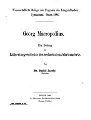 Cover of: Georg Macropedius: Ein Beitrag zur Litteraturgeschichte des sechzehnten Jahrhunderts