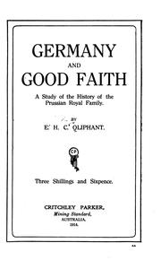 Cover of: Germany and Good Faith | Ernest Henry Clark Oliphant