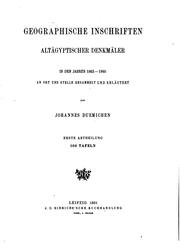 Cover of: Geographische Inschriften altägyptischer Denkmäler: Gesammelt während der ...