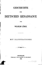Cover of: Geschichte der deutschen Renaissance