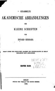 Cover of: Gesammelte akademische Abhandlungen und kleine Schriften: Nebst einem der königlichen Akademie ...