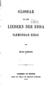 Cover of: Glossar zu den Liedern der Edda(sæmundar Edda) by Hugo Gering
