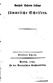 Cover of: Gotthold Ephraim Lessing's sämmtliche Schriften by Gotthold Ephraim Lessing