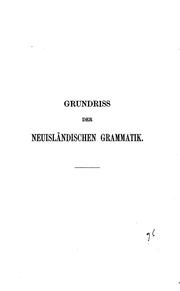 Cover of: Grundriss der neuisländischen Grammatik