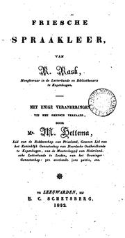 Cover of: Friesche spraakleer, met enige veranderingen vertaald door M. Hettema by Rasmus Rask