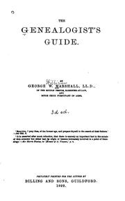 Cover of: The Genealogist's Guide