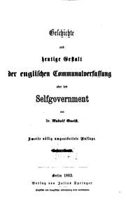 Cover of: Geschichte und heutige Gestalt der englischen Communalverfassung oder des Selfgovernment