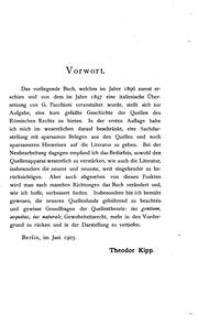 Geschichte der quellen des römischen rechts by Theodor Kipp