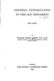 Cover of: General Introduction to the Old Testament by William Henry Green