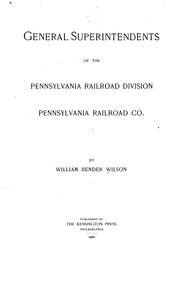 Cover of: General Superintendents of the Pennsylvania Railroad Division, Pennsylvania Railroad Co.