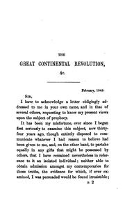 Cover of: The Great Continental Revolution Marking the Expiration of the Times of the Gentiles, A.D. 1847 ...