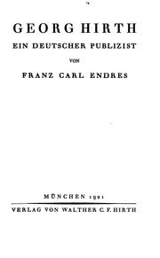 Cover of: Georg Hirth: Ein deutscher Publizist