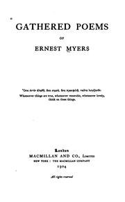 Cover of: Gathered Poems of Ernest Myers by Ernest Myers, Ernest Myers