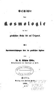 Cover of: Geschichte der Kosmologie in der griechischen Kirche bis auf Origines: Mit ... by Ernst Wilhelm Möller