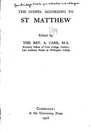 Cover of: The Gospel According to St Matthew by Arthur Carr