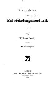 Cover of: Grundriss der Entwickelungsmechanik