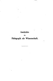 Cover of: Geschichte der Pädagogik als Wissenschaft