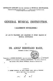 Cover of: General musical instruction, tr. by G. Macirone. The musical portion revised by J. Pittman