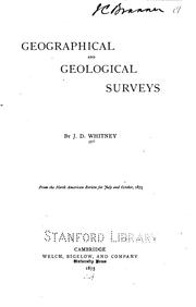 Cover of: Geographical and Geological Surveys. "From the North American Review for July and October, 1875" by J. D. Whitney