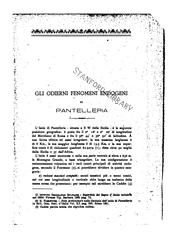 Cover of: Gli odierni fenomeni endogeni di Pantelleria