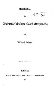 Cover of: Geschichte der niederfränkischen Geschäftssprache