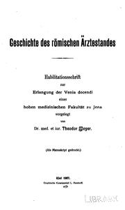 Cover of: Geschichte des römischen Ärztestandes