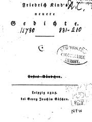 Cover of: Friedrich Kind's neuere Gedichte
