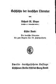 Cover of: Geschichte der deutschen Literatur: Hrsg. Von Otto Pniower.