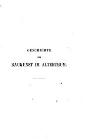 Cover of: Geschichte der Baukunst im Alterthum