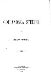 Cover of: Gotländska studier by Hugo Pipping