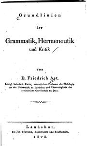 Cover of: Grundlinien der Grammatik, Hermeneutik und Kritik