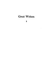 Cover of: Great Writers: Cervantes, Scott, Milton, Virgil, Montaigne, Shakespere