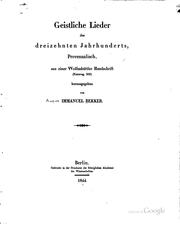 Cover of: Geistliche Lieder des dreizehnten Jahrhunderts, Provenzalisch, aus einer ...